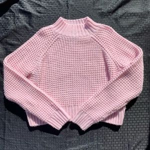 Divided Cropped Pink Sweater in Size Medium